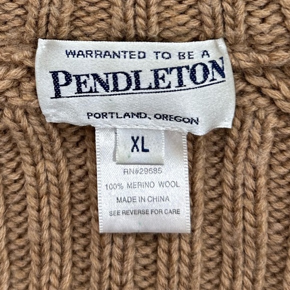 Pendleton Women’s 100% Merino Wool Full Zip Sweater Jacket | XL Tan / Brown - Picture 4 of 6